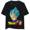 Vegeta Super Saiyan Blue em destaque nesta t-shirt Dragon Ball para adulto