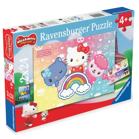 Monta dois puzzles Hello Kitty de 24 peças com o conjunto da Ravensburger