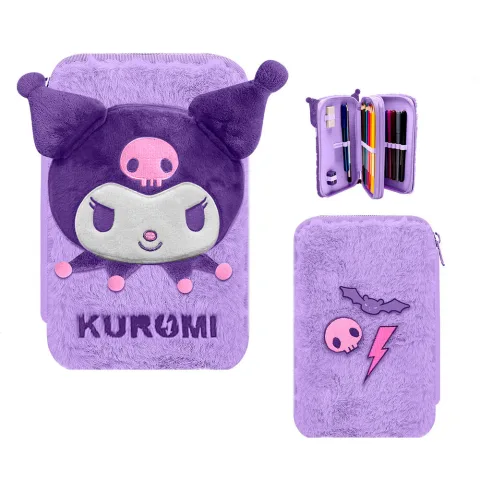 Estojo duplo com a Kuromi e licença Hello Kitty