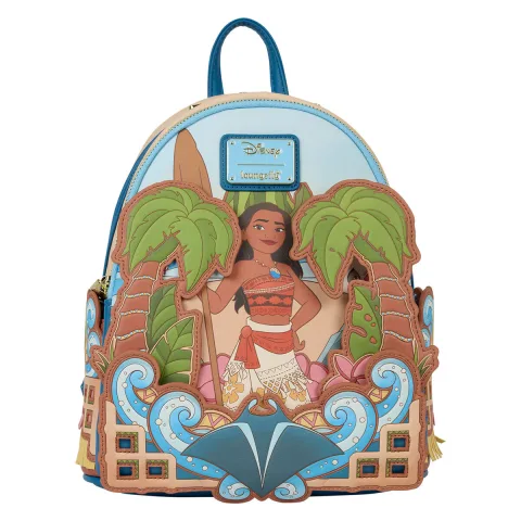 Leva a magia da Disney contigo com a Mochila Vaiana Loungefly de 26 cm. Design compacto e detalhado