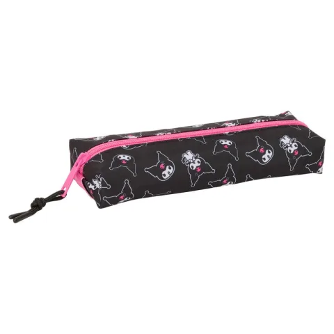 Estojo Kuromi Hello Kitty da Safta com fecho de correr e elástico para prender ao caderno. Compacto