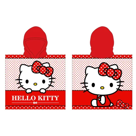 Poncho toalha Hello Kitty em microfibra de 55 x 110 cm