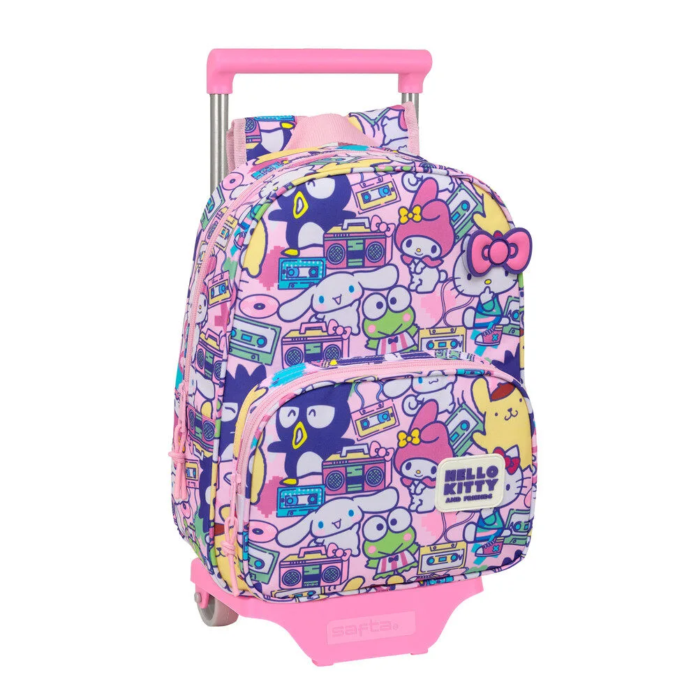 Mochila trolley Hello Kitty & Friends de 34 cm com mochila extraível e carro resistente da Safta. Ideal para os mais pequenos. Descobre-a na nossa loja!