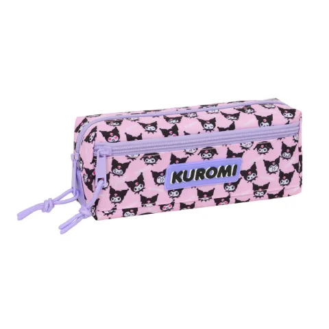 Três compartimentos com fecho e elástico para o caderno: descobre o Estojo Triplo Kuromi Hello Kitty da Safta