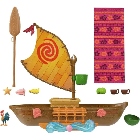 Navega no oceano com a canoa da Vaiana da Mattel! Barco de 38 cm que flota de verdade