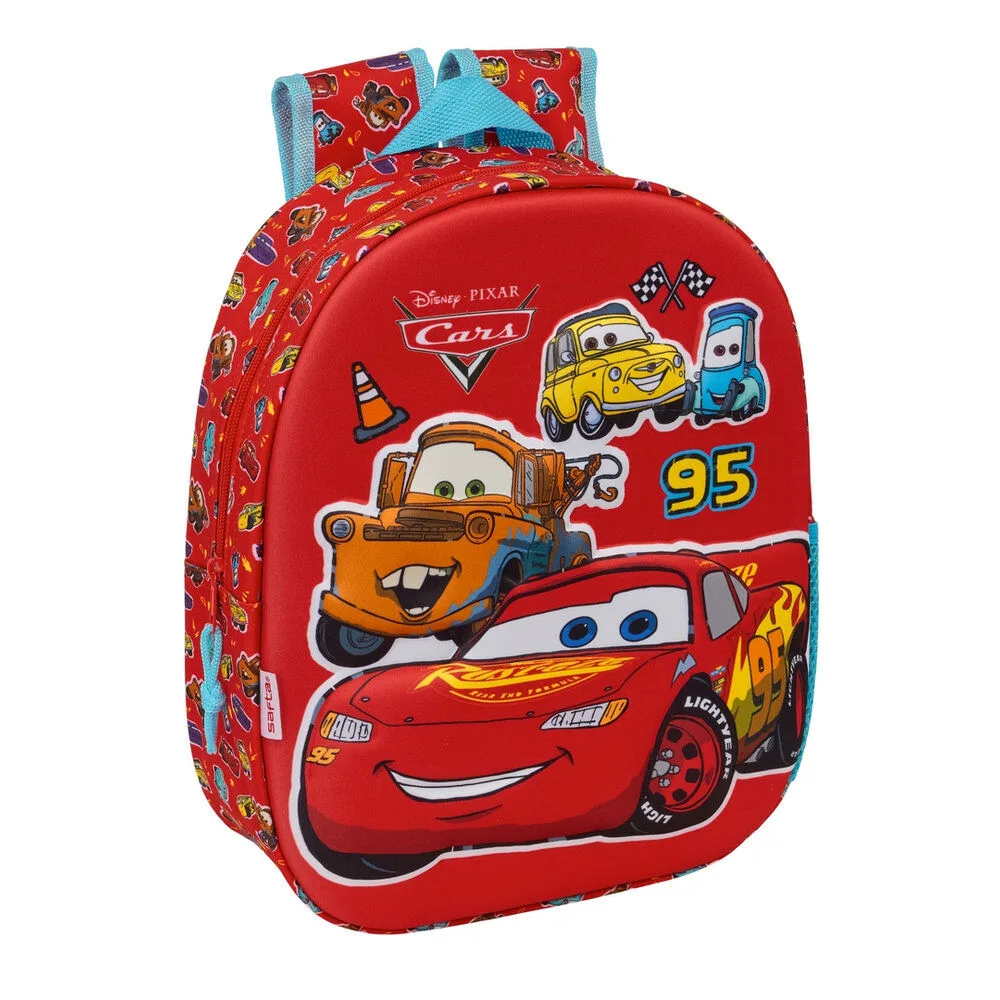 Mochila 3D Cars Disney de 33 cm com frente em relevo termoconformada