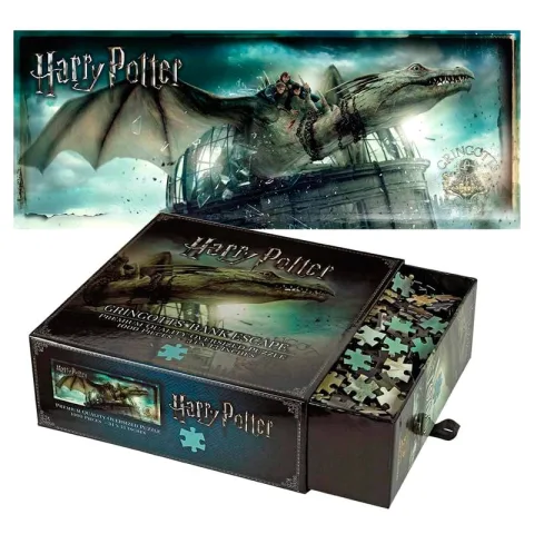Monta a fuga de Gringotes com o Puzzle Harry Potter de 1000 peças da Noble Collection. Um desafio de 86 x 33 cm para fãs da saga. Descobre já!