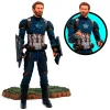 Poses dinâmicas com a Figura de Ação Capitão América de 18 cm. Tem 16 pontos de articulação e acessórios intercambiáveis. Uma figura Marvel da Diamond Select.