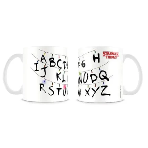 Caneca de cerâmica Stranger Things com o alfabeto de Hawkins