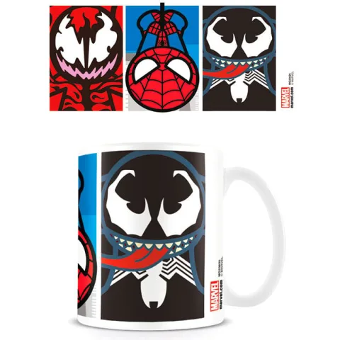 Caneca kawaii de 315 ml em cerâmica com o Homem-Aranha e o Venom numa versão adorável. Um presente divertido para fãs da Marvel. Descobre-a na nossa loja!