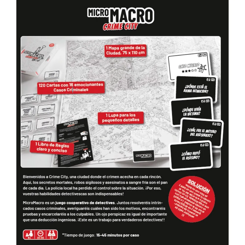 jogo de detetives cooperativo da SD Games com mapa gigante e 16 casos. Para 1 a 4 jogadores