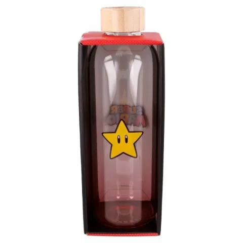 Garrafa de Vidro Super Mario Bros com 1030 ml e caixa de oferta