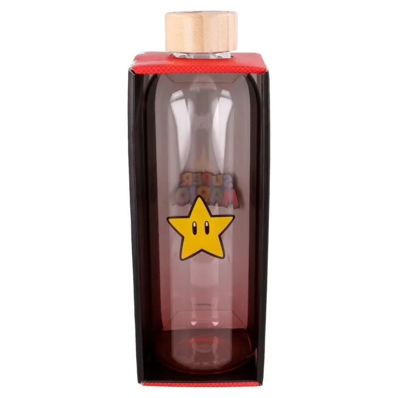 Garrafa de Vidro Super Mario Bros com 1030 ml e caixa de oferta