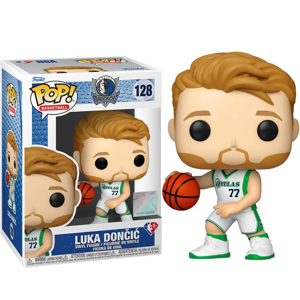 Luka Dončić com o equipamento City Edition 2021 dos Dallas Mavericks numa Funko POP! de vinil de 9 cm