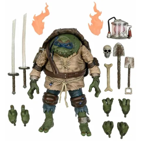 Combina Tartarugas Ninja e monstros clássicos com a Figura de Ação Ultimate Leonardo como Corcunda da NECA. 18 cm