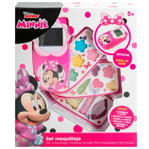 Brinca às maquilhagens com o Conjunto de Maquilhagem Telefone Minnie Disney: sombras