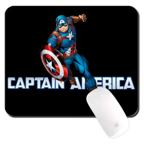 Equipa a tua secretária com o Tapete de Rato Capitão América Marvel. Mede 22 x 18 cm