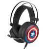 Joga com som envolvente 7.1 usando os Auscultadores Gaming Capitão América Marvel. Têm microfone flexível e luz LED