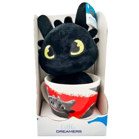 Oferece o Conjunto Caneca e Peluche Desdentado