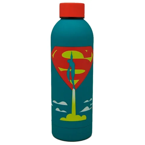 Garrafa de aço inoxidável do Super-Homem da DC Comics com 700 ml e toque suave. Leva o herói de Krypton para a escola