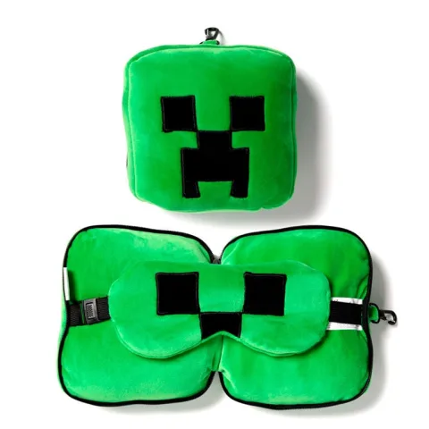Viaja com estilo e descansa com a almofada de viagem com máscara Creeper de Minecraft