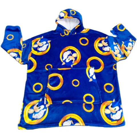 Roupão sweatshirt oversize do Sonic em tecido coral