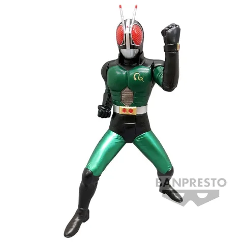 Kamen Rider Black RX numa figura Hero's Brave Statue de 17 cm da Banpresto. Um clássico do tokusatsu japonês para a tua coleção de heróis. Descobre já!