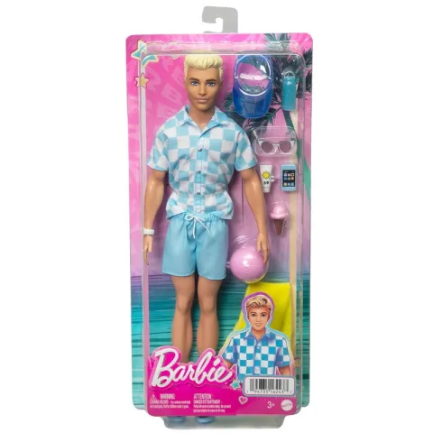 O Boneco Ken Dia na Praia Barbie da Mattel traz viseira