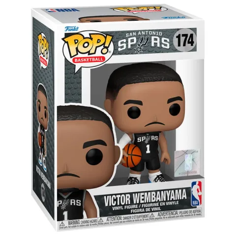 Victor Wembanyama com o equipamento dos San Antonio Spurs numa Figura Funko POP! de vinil com 9 cm. Caixa de oferta