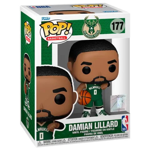 Damian Lillard com as cores dos Milwaukee Bucks em Figura Funko POP! de vinil