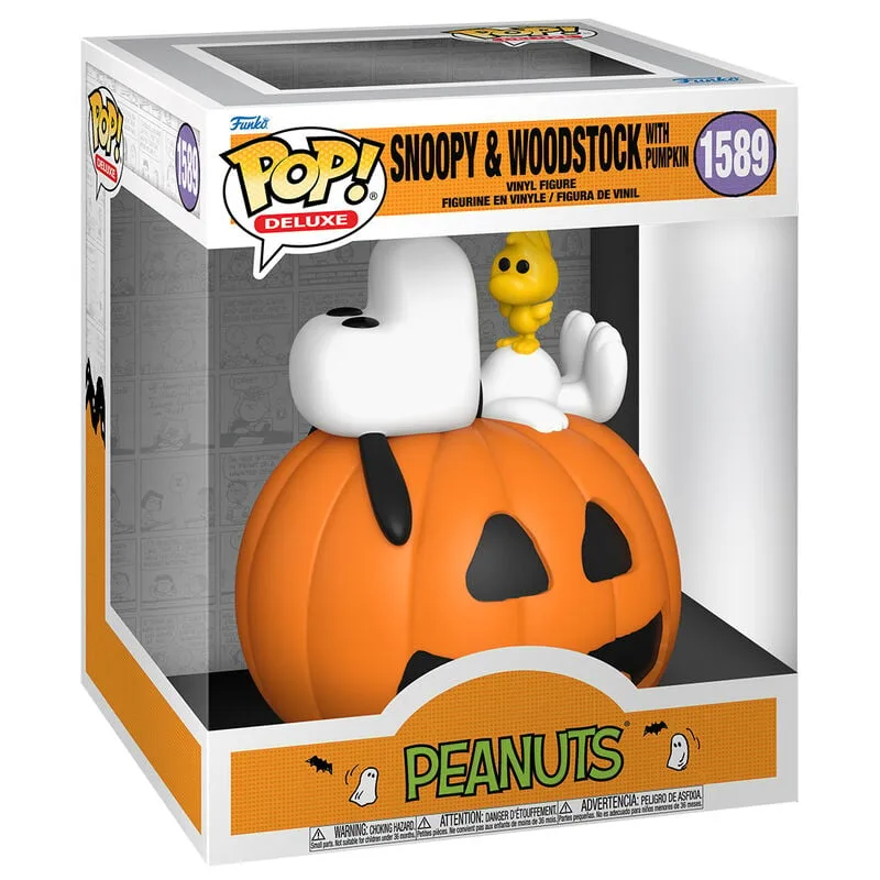 Snoopy e Woodstock com abóbora em figura Funko POP! Deluxe dos Peanuts