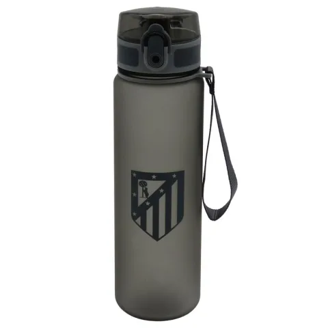 Garrafa do Atlético de Madrid com 650 ml e indicadores de mililitros para controlar a hidratação. Tem fecho ergonómico e pega para levar para todo o lado.