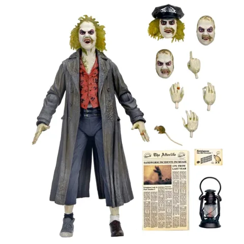 A Figura de Ação Ultimate Beetlejuice Tour Guide 1988 da NECA tem 18 cm e acessórios. Uma peça para fãs de Os Fantasmas Divertem-se. Compra já!