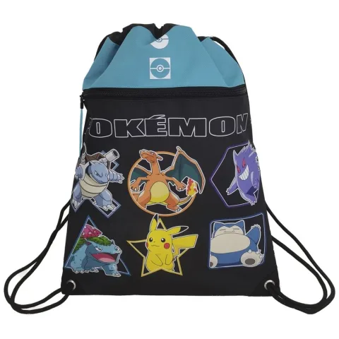 Mochila saco de cordões Pokémon Geo de 34 x 43 cm