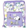 Descobre o Saco de Cordões Snoopy 44 cm com bolsa frontal com fecho