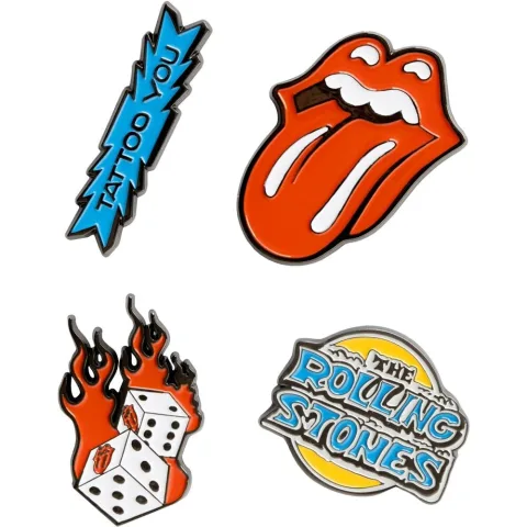 Quatro pins diferentes dos The Rolling Stones em blister