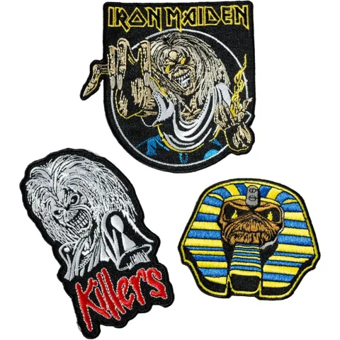Leva a banda contigo com o conjunto de 3 patches Iron Maiden. Em poliéster e com designs diferentes