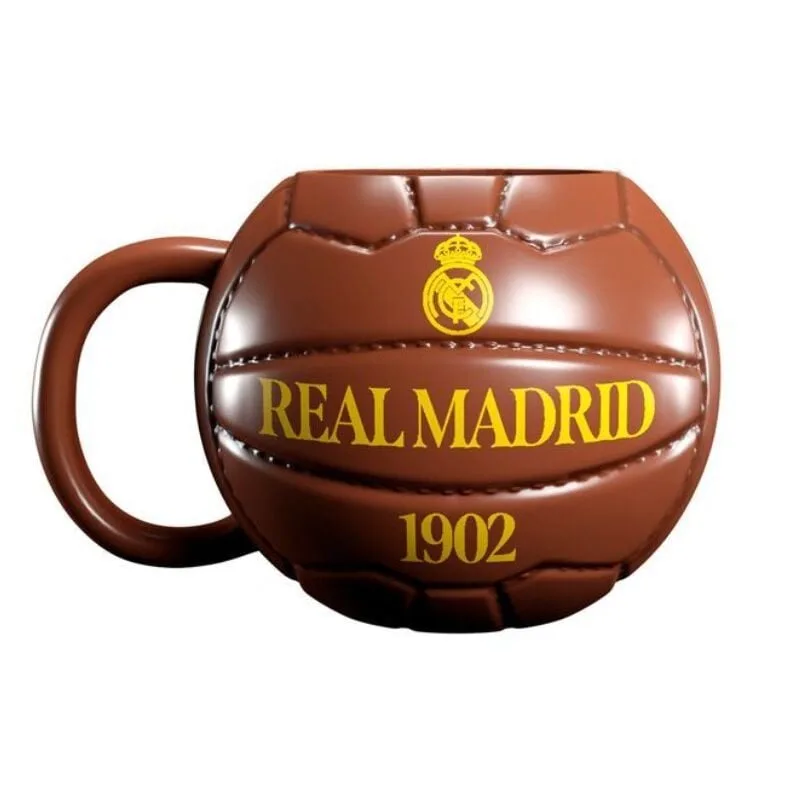 Bebe com estilo na Caneca 3D Real Madrid de 600 ml da ERIK. Em cerâmica e com relevo tridimensional