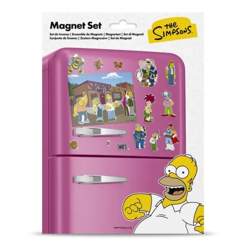 Dá vida ao frigorífico com o Set de Ímanes Troquelados Taberna do Moe Os Simpsons da Erik. Ilustrações recortadas para fãs de Springfield. Explora já!