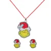 Conjunto de colar e brincos O Grinch com gorro de Natal