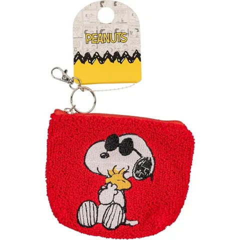 Porta-chaves Porta-moedas Snoopy vermelho com bordado