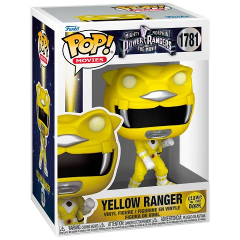 Ranger Amarelo dos Mighty Morphin Power Rangers em figura Funko POP! de vinil com caixa de oferta. Uma peça colorida para fãs de séries clássicas. Descobre já!