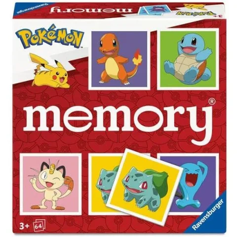 Jogo de Memória Pokémon da Ravensburger com 64 cartas e 32 pares