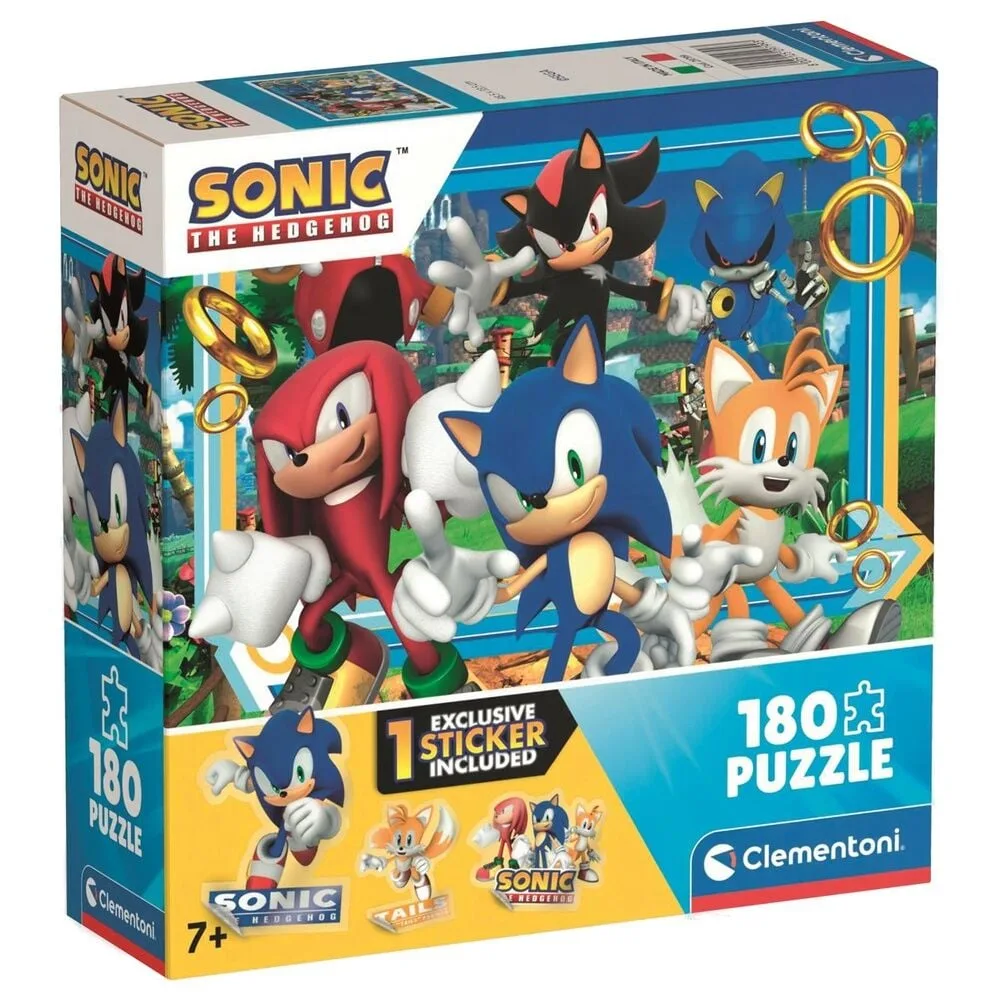 Corre com o Puzzle Sonic the Hedgehog de 180 peças da Clementoni. Mede 48