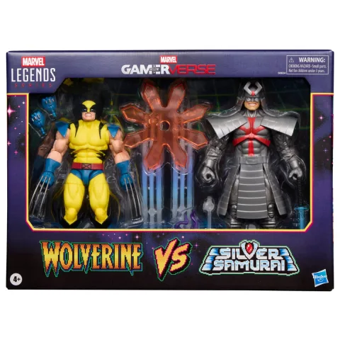 Explora o duelo entre Wolverine e Silver Samurai neste conjunto Marvel Legends Gameverse da Hasbro. Duas figuras articuladas de 15 cm com 9 acessórios incluídos.