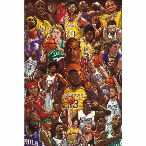 Dá espírito de equipa à parede com o poster Estrelas do Basquetebol. Papel brilho de 150 gr e 91
