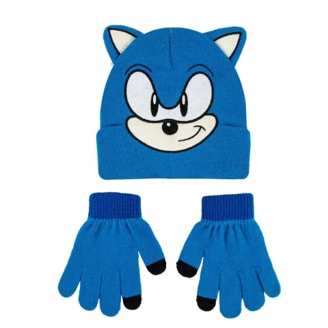 Conjunto de gorro e luvas do Sonic em 100% acrílico