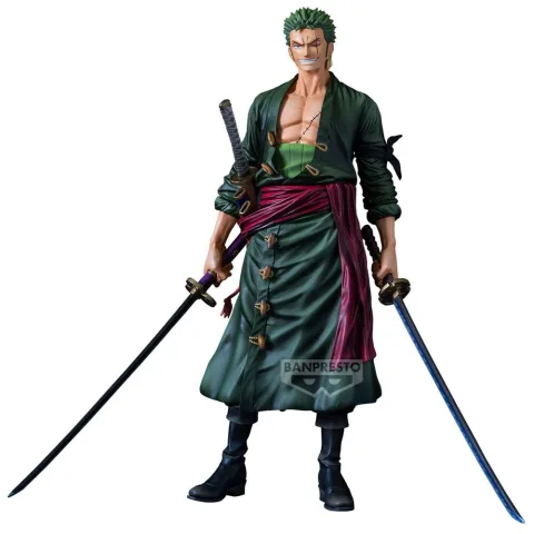 Roronoa Zoro numa figura Premium The Brush de One Piece com 30 cm. Uma peça de grande formato para a vitrina de qualquer fã do espadachim. Descobre já!