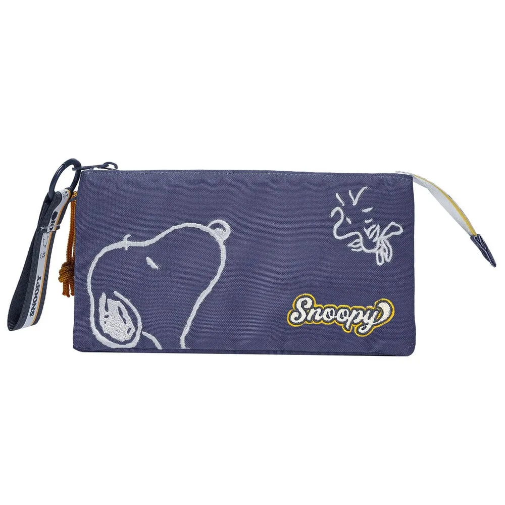 Estojo Triplo Snoopy Peanuts de formato compacto
