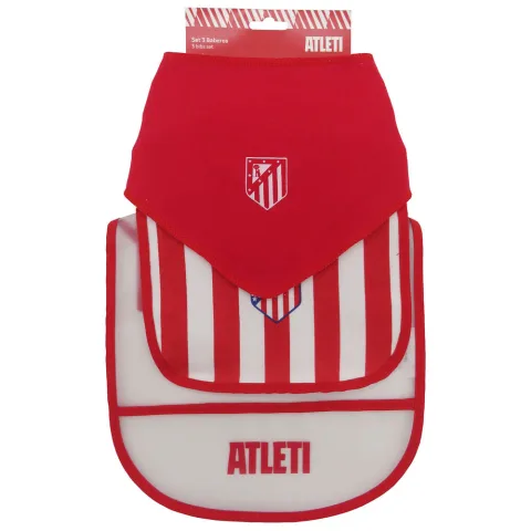 Conjunto de 3 babetes do Atlético de Madrid em 100% algodão